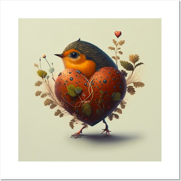 Bird with hearth Wall Art by Mr Youpla
